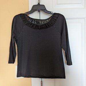 Rafaella Petite Women's Ruched Black Blouse